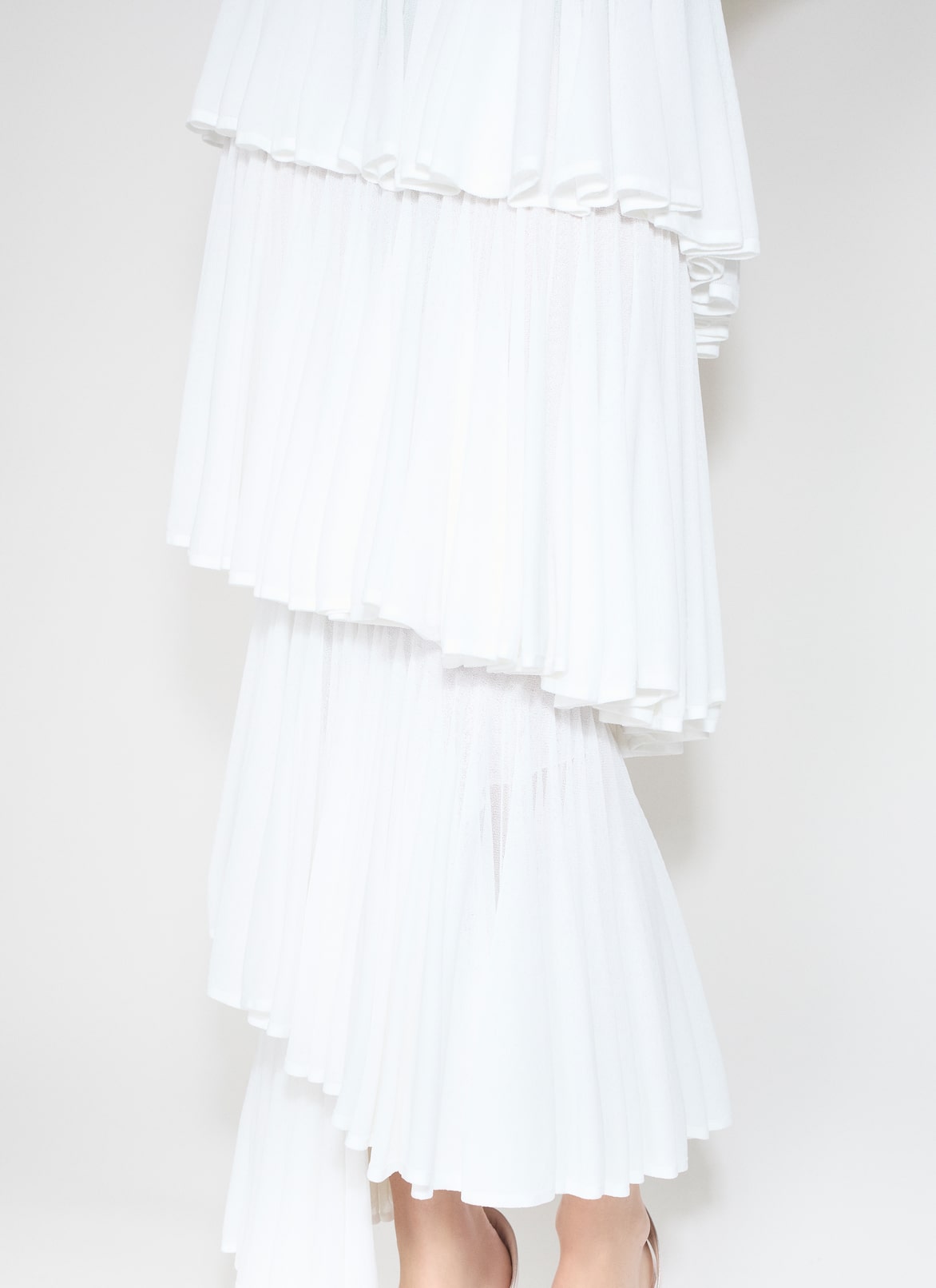 KNIT SPIRAL SKIRT ALAÏA WHITE  KNIT SPIRAL SKIRT